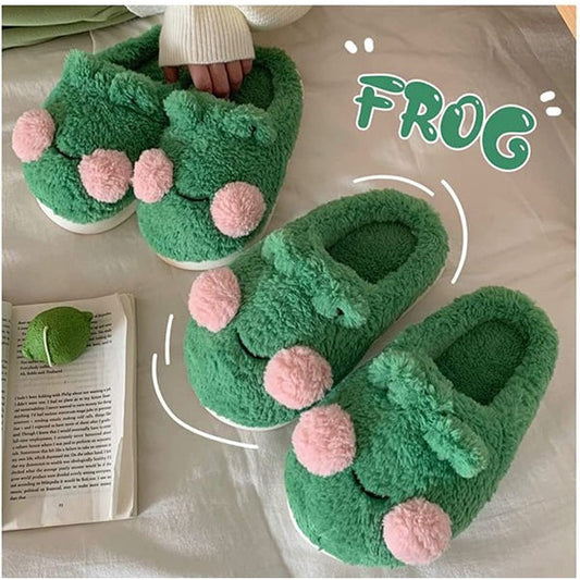 Frog Fuzzy Kawaii Slippers